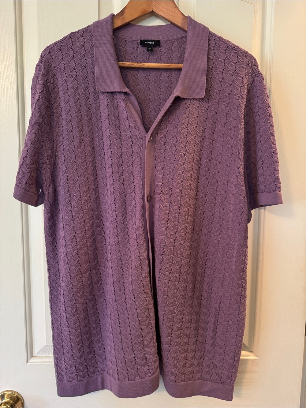 Lavender Purple Knit Button Up Shirt